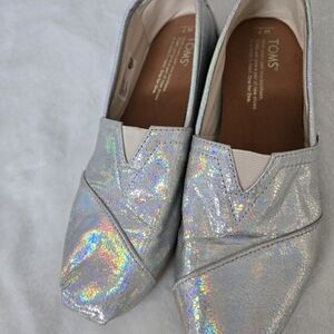 TOMS Women's Silver Slip-On Shoes